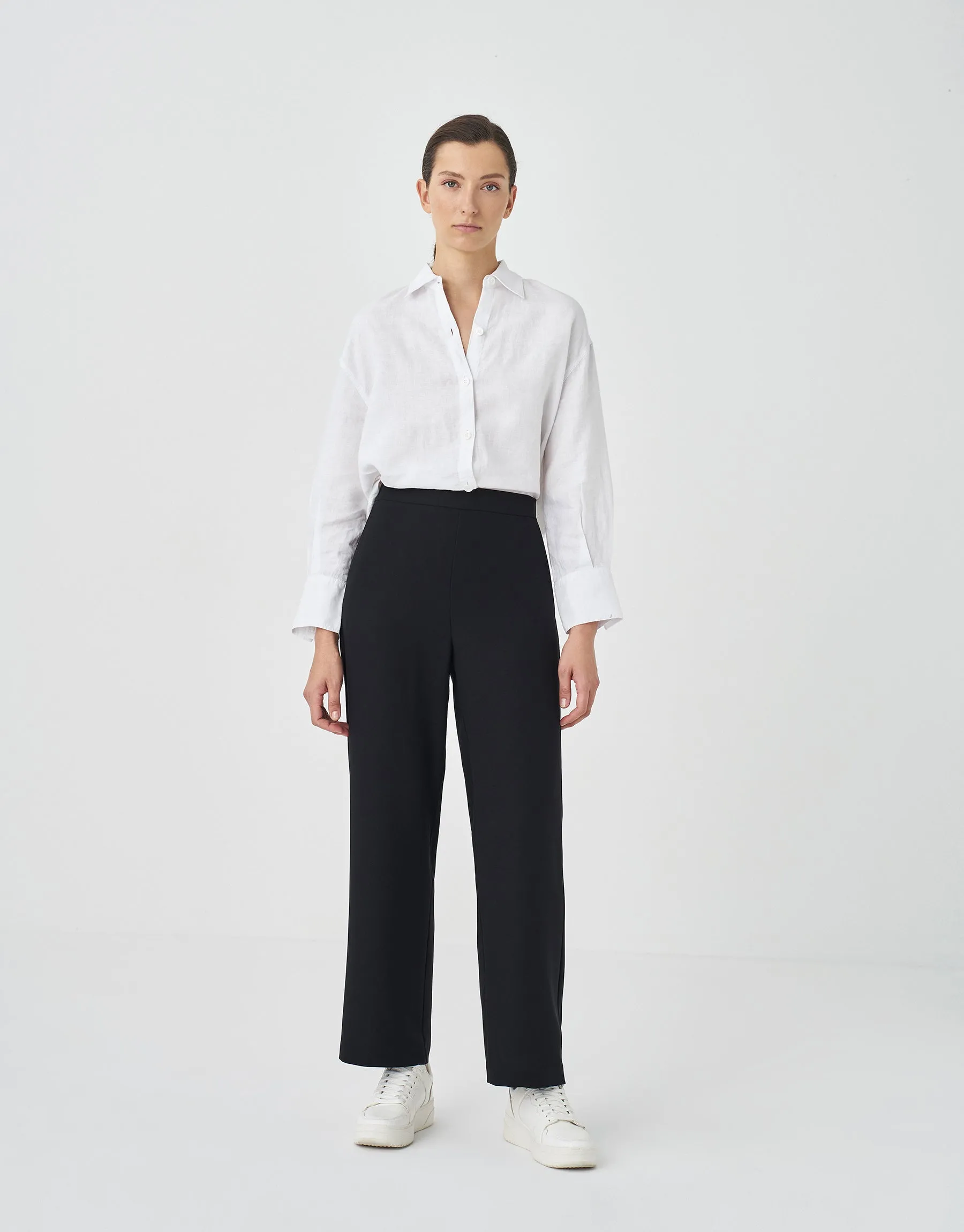 Kk Design Straight Fit Solid Pants Black